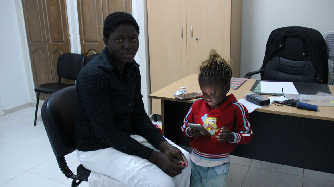 Efosa, from Nigeria, with her daughter at the refugee centre in Medenine, south Tunisia