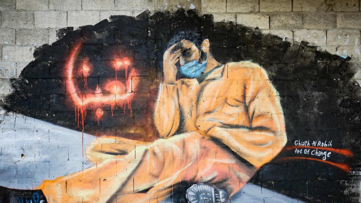 Mural reading 'We are tired' in Tripoli, Lebanon