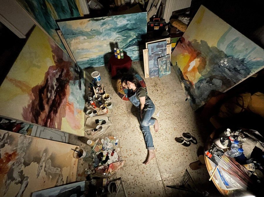 Joumana Mortada in her art studio in Damascus